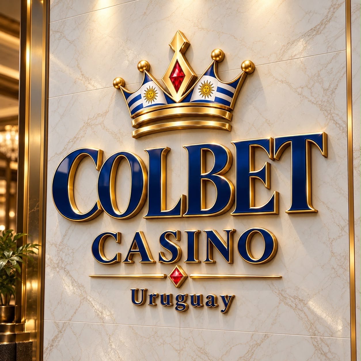 Logo de COLBET Casino Uruguay: corona dorada con motivos de la bandera uruguaya y letras azules